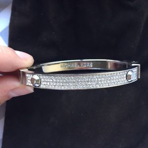 Michael Kors Silver Tone Pave Astor Hinge Bracelet